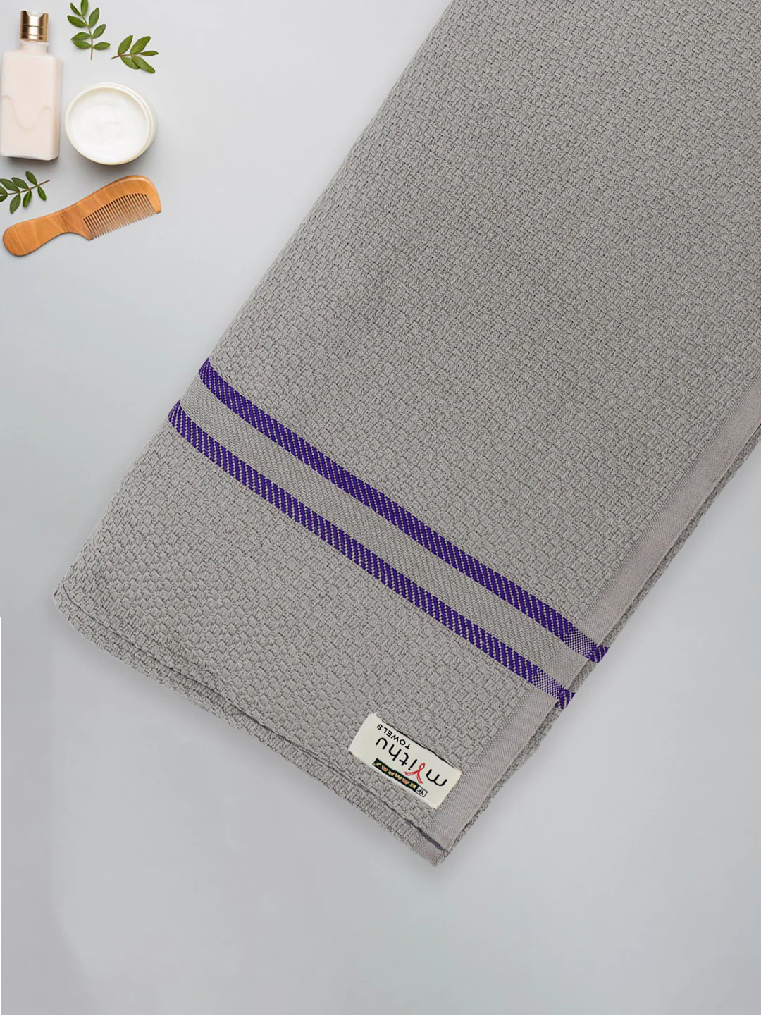 100% Cotton Self Designed Bath Towel Grey Magnus MCS06 - Image 4