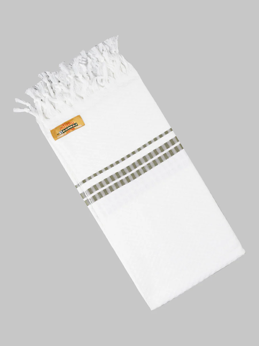 100% Cotton White with Assorted Border Bath Towel Chariot Pack of 2 - Image 3