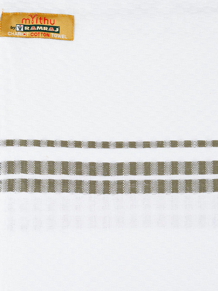 100% Cotton White with Assorted Border Bath Towel Chariot Pack of 2 - Image 5