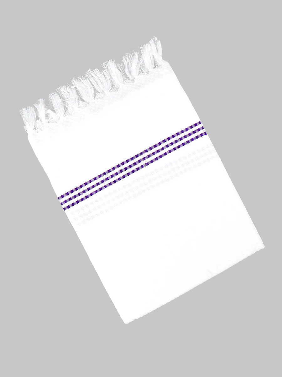 100% Cotton White with Assorted Border Bath Towel Cypress (Pack of 2) - Image 5