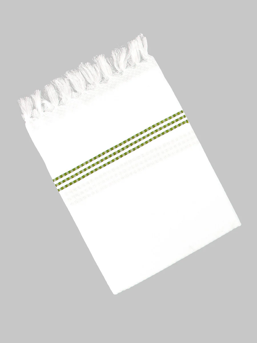 100% Cotton White with Assorted Border Bath Towel Cypress (Pack of 2) - Image 6