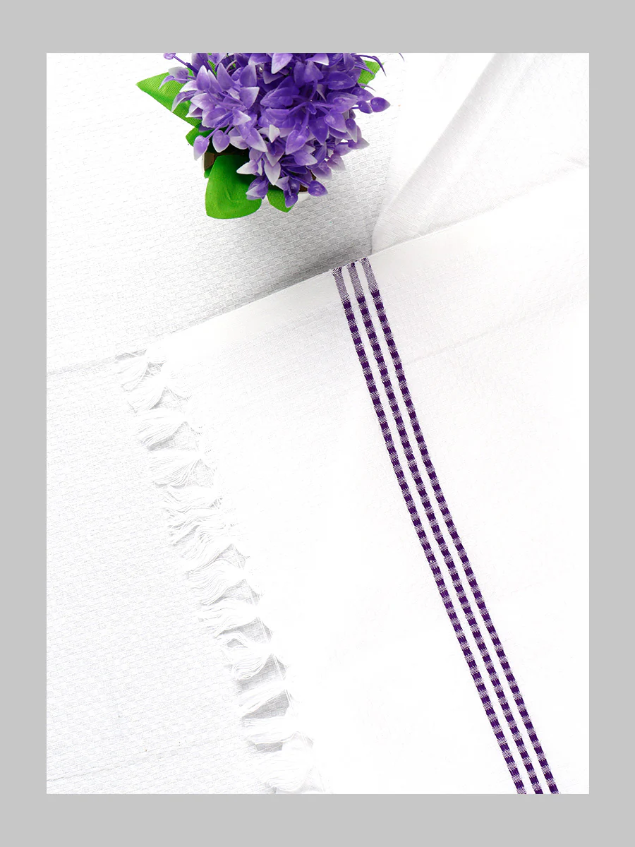 100% Cotton White with Assorted Border Bath Towel Cypress (Pack of 2) - Image 7