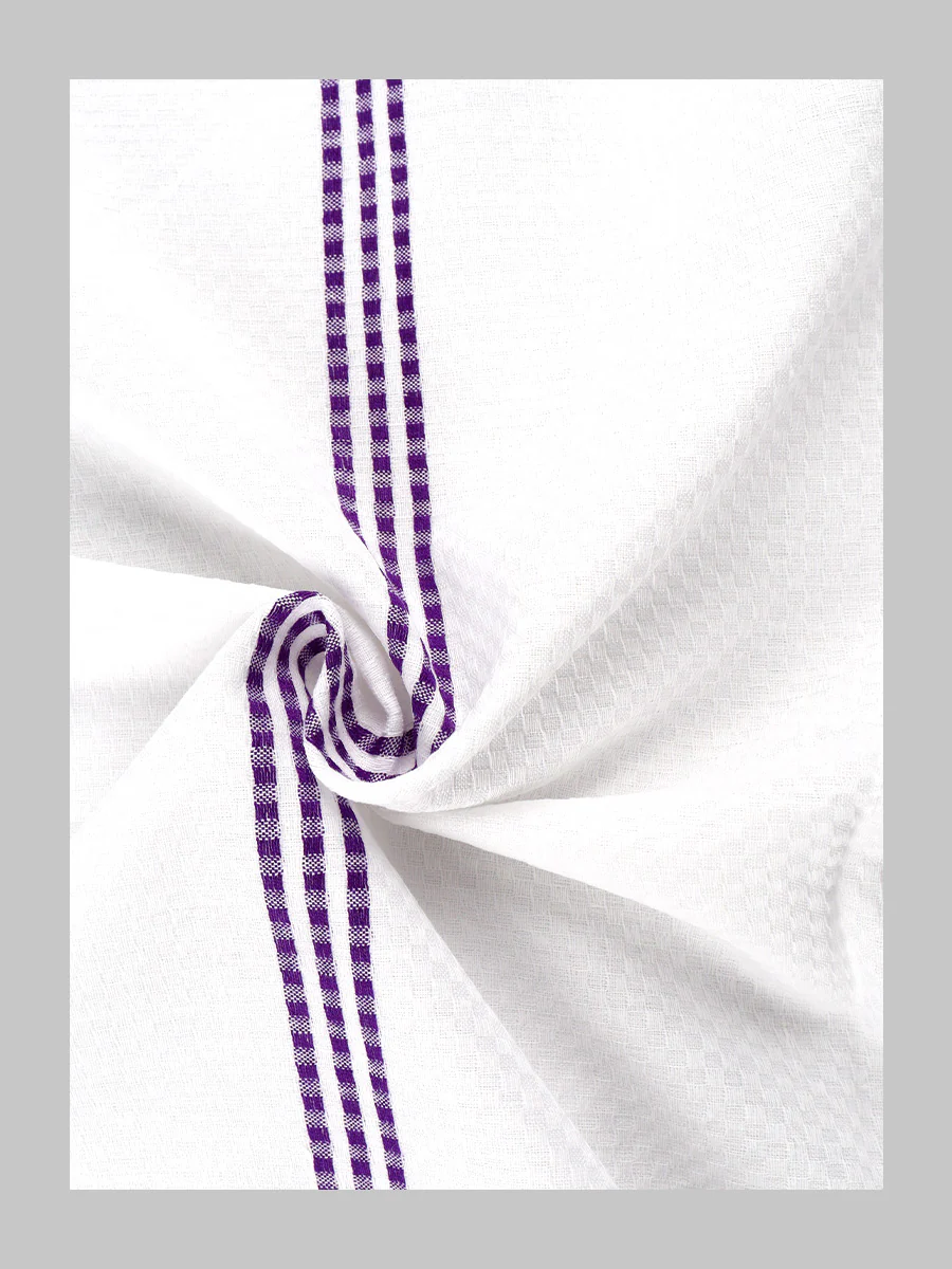 100% Cotton White with Assorted Border Bath Towel Cypress (Pack of 2) - Image 8