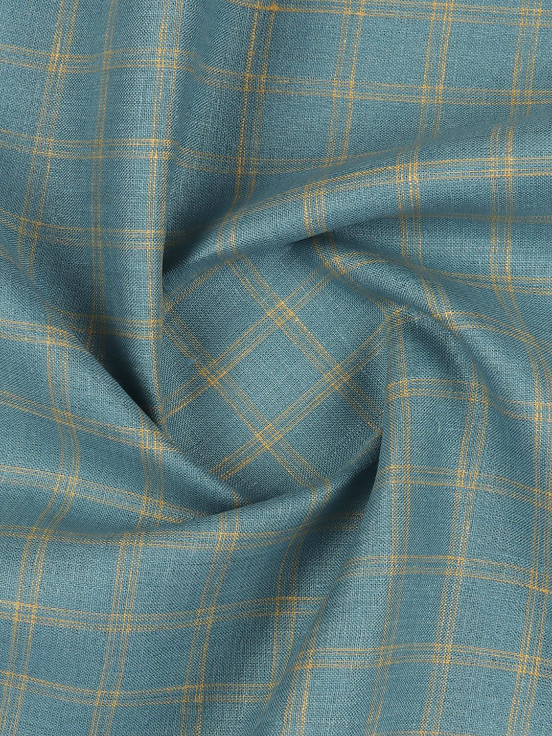 100% European Linen Blue Checked Shirt Fabric Park Elite - Image 2