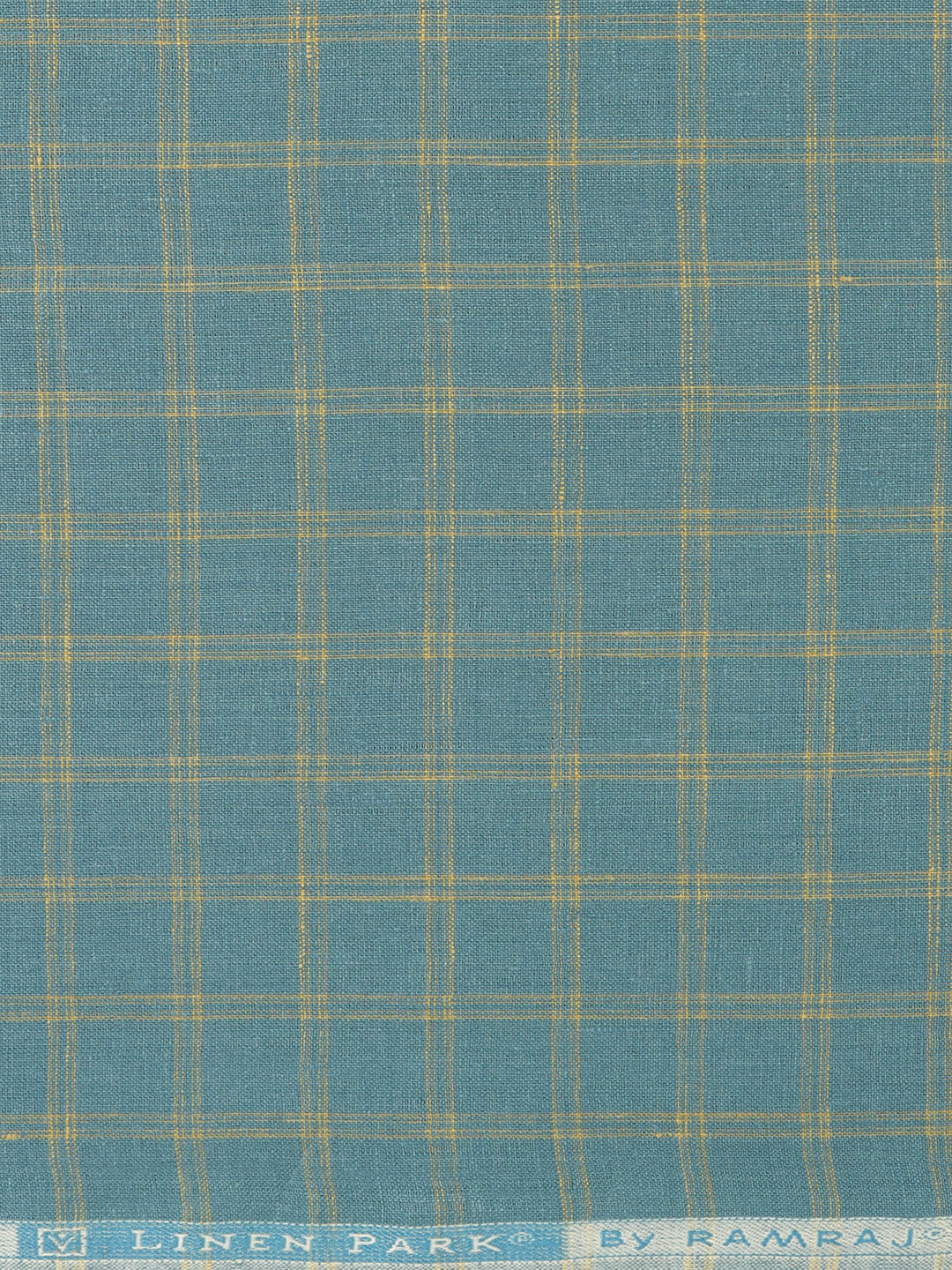 100% European Linen Blue Checked Shirt Fabric Park Elite - Image 3
