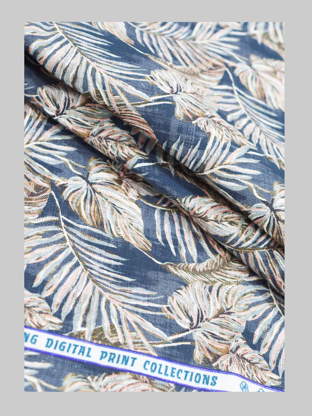 100% European Linen Dark Blue Printed Shirt Fabric Fortuner - Image 2