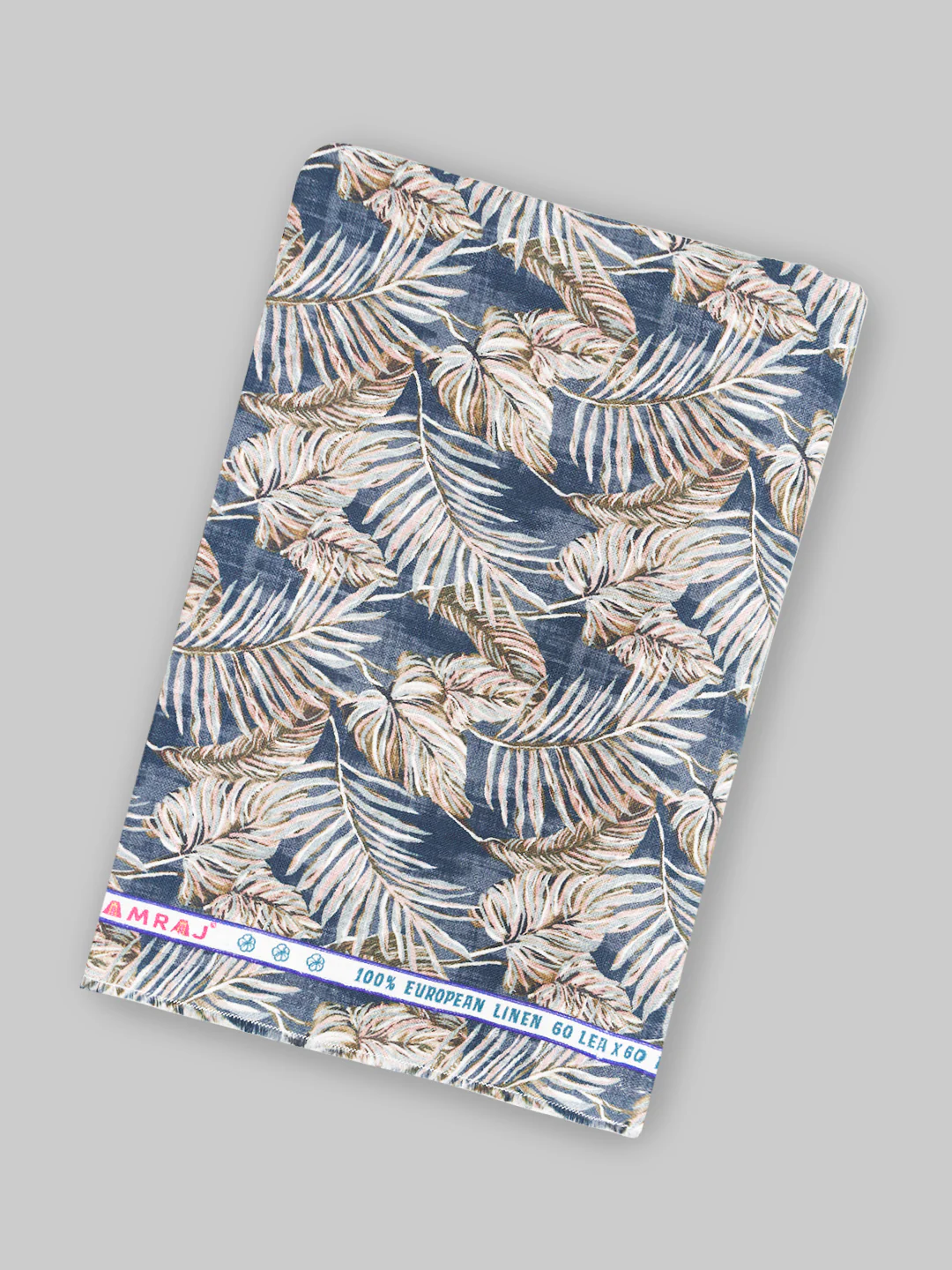 100% European Linen Dark Blue Printed Shirt Fabric Fortuner - Image 3