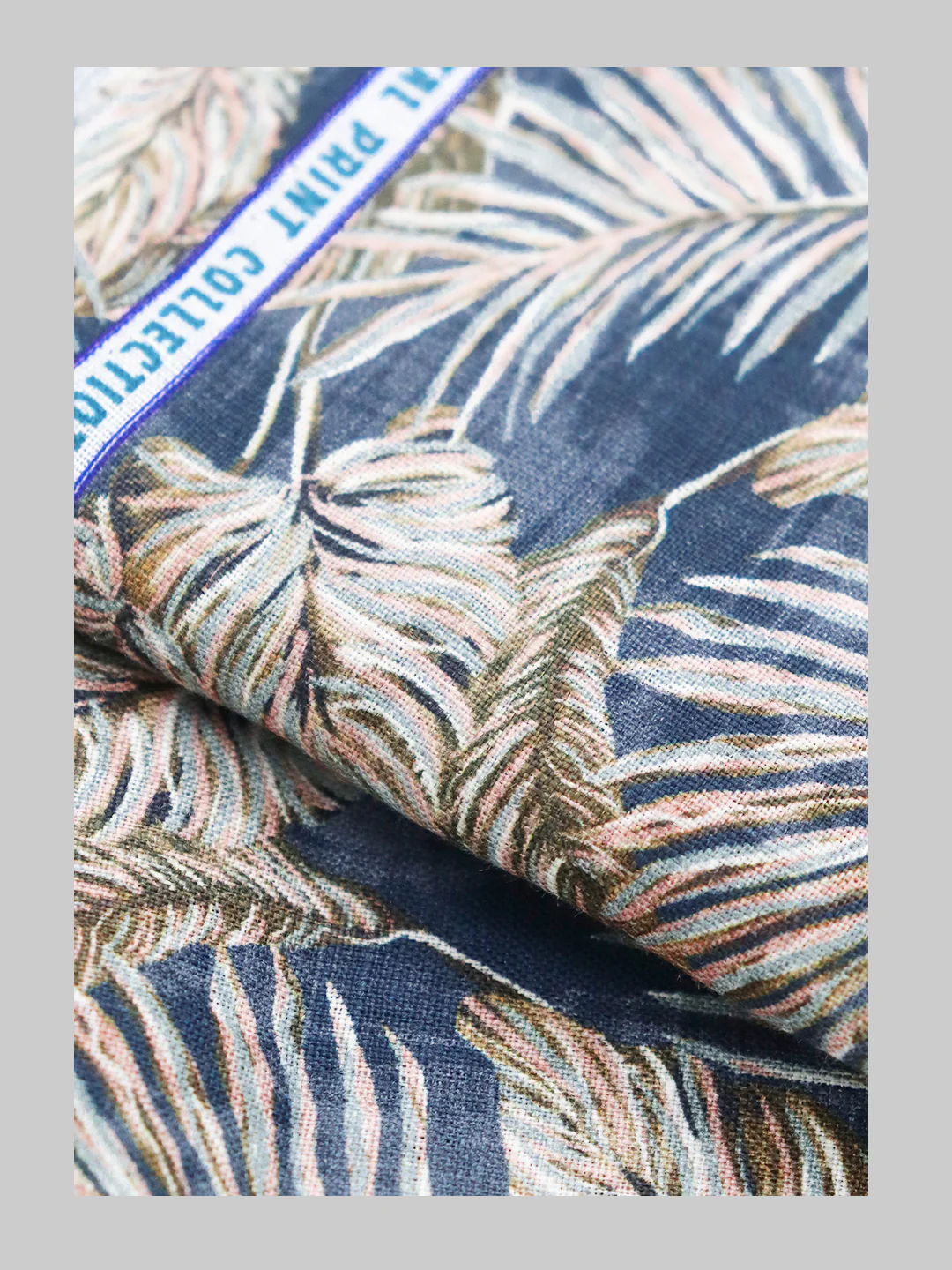 100% European Linen Dark Blue Printed Shirt Fabric Fortuner - Image 4