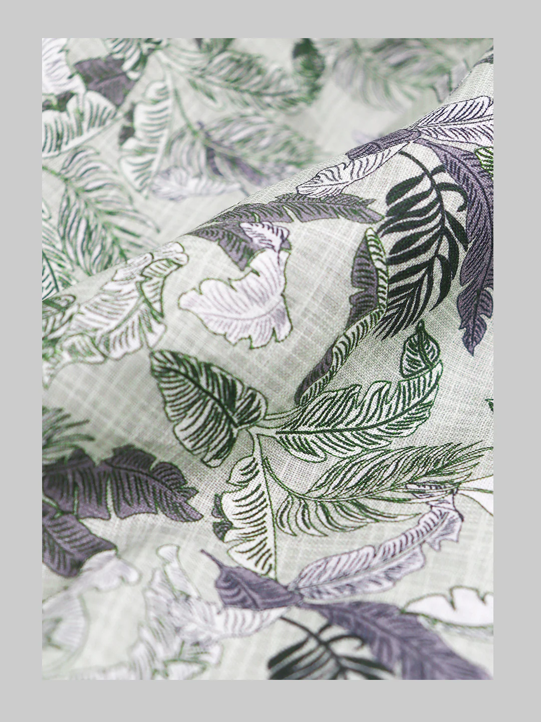 100% European Linen Green Printed Shirt Fabric Fortuner - Image 3
