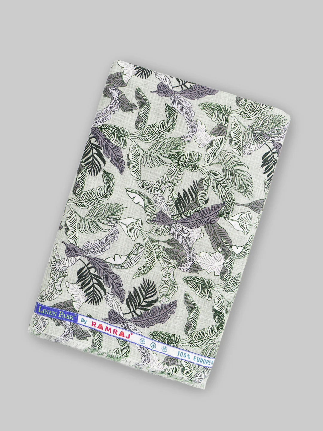 100% European Linen Green Printed Shirt Fabric Fortuner - Image 4