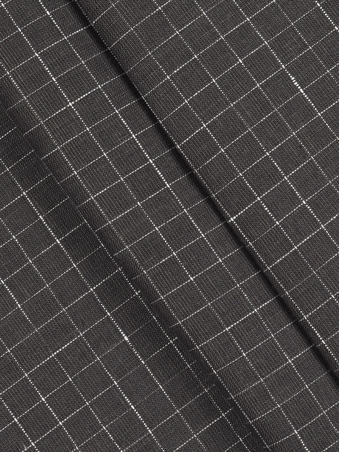 100% European Linen Grey Checked Shirt Fabric Park Elite - Image 2