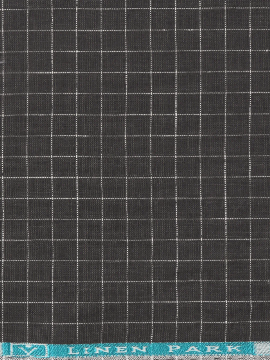 100% European Linen Grey Checked Shirt Fabric Park Elite - Image 3