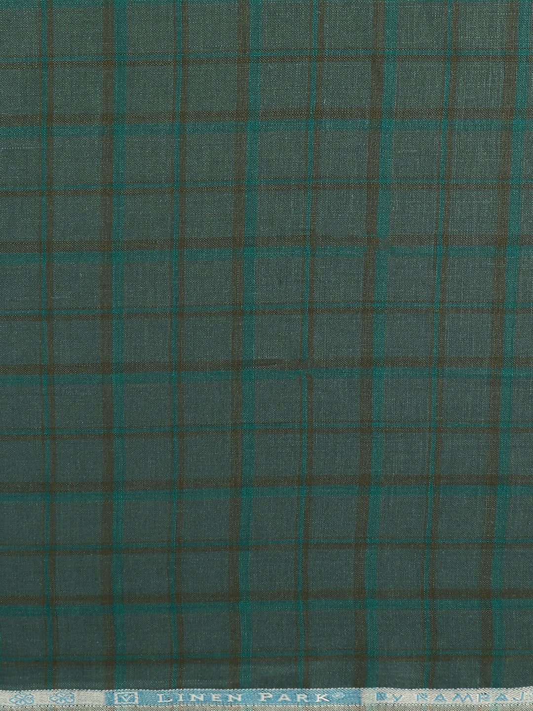 100% European Linen Mint Blue Checked Shirt Fabric Park Elite - Image 2