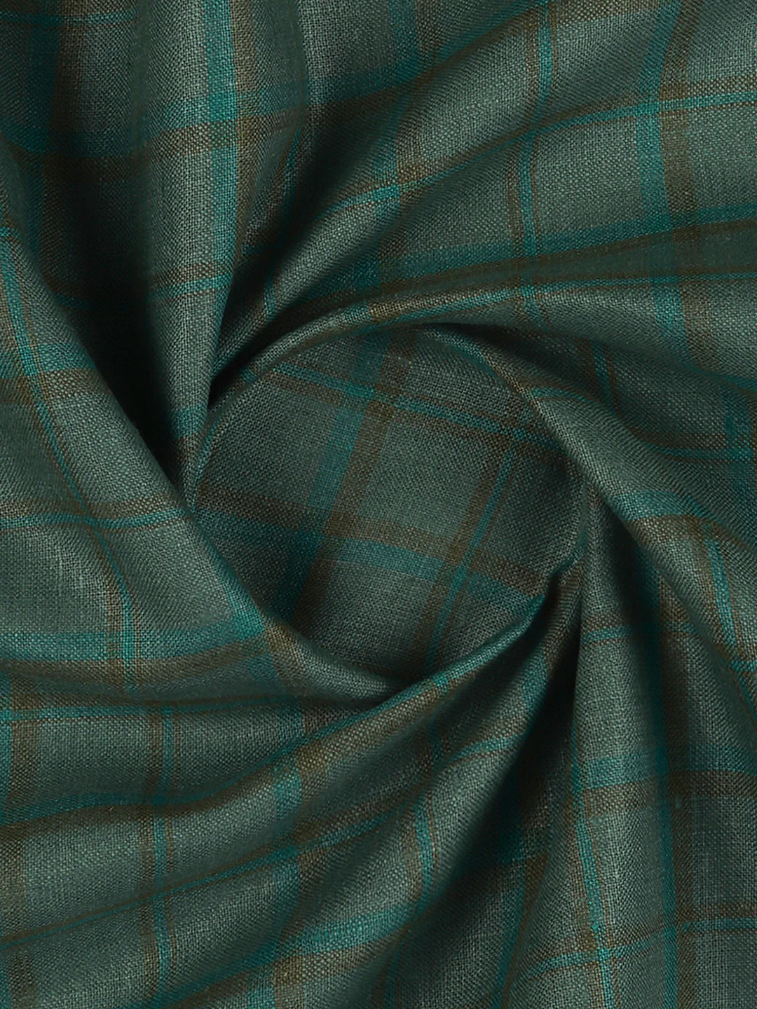 100% European Linen Mint Blue Checked Shirt Fabric Park Elite - Image 3