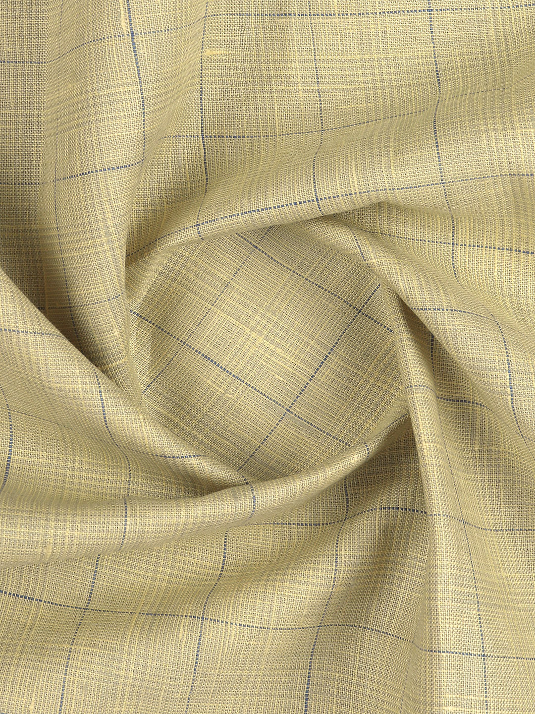 100% European Linen Mustard Checked Shirt Fabric Park Elite