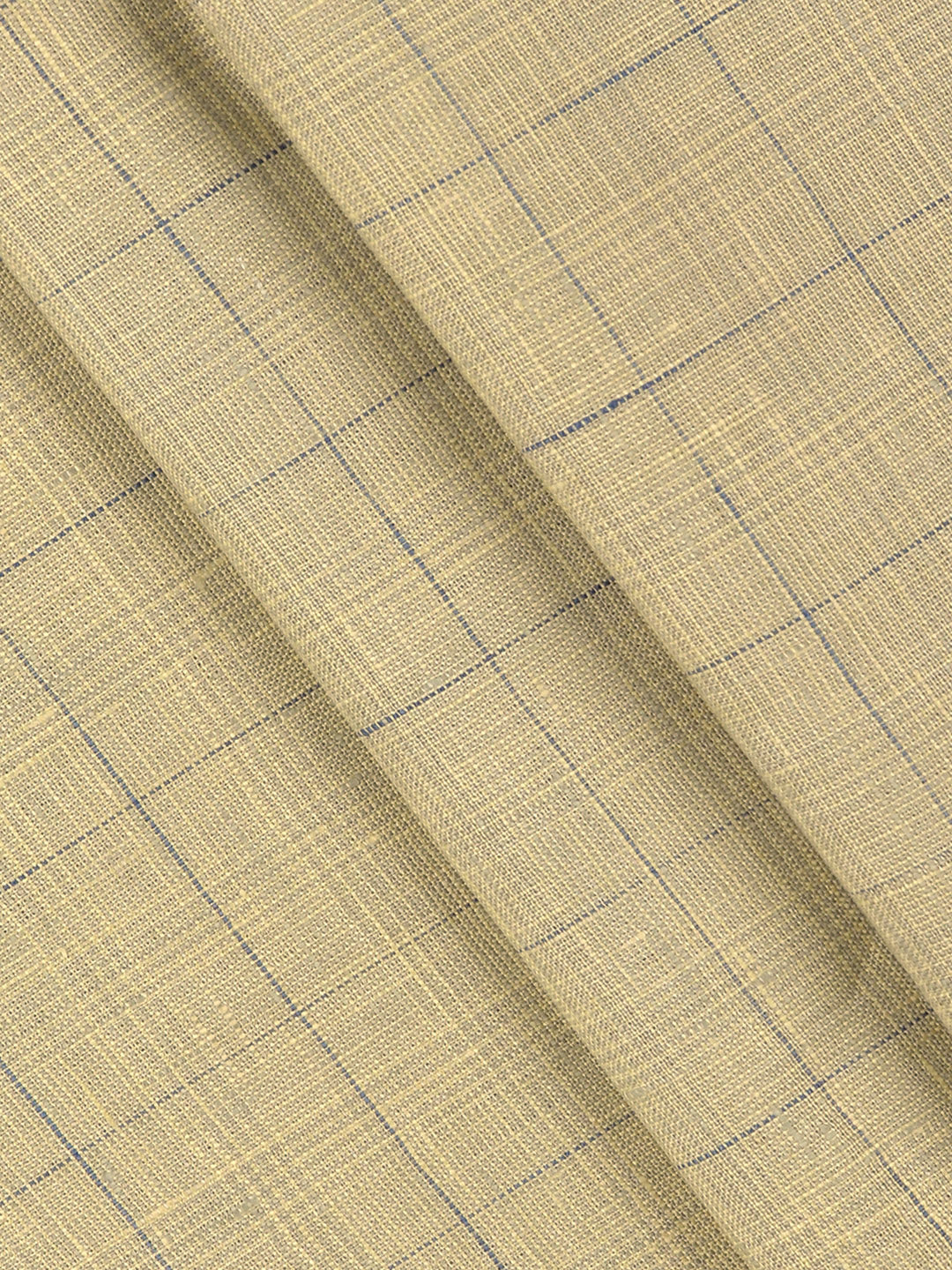 100% European Linen Mustard Checked Shirt Fabric Park Elite - Image 2