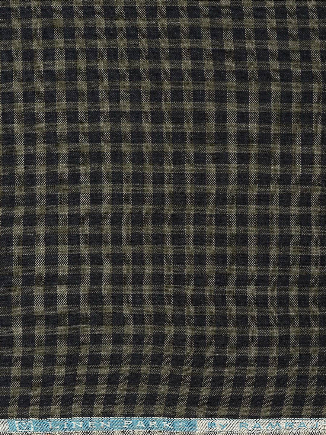100% European Linen Navy Checked Shirt Fabric Park Elite - Image 3