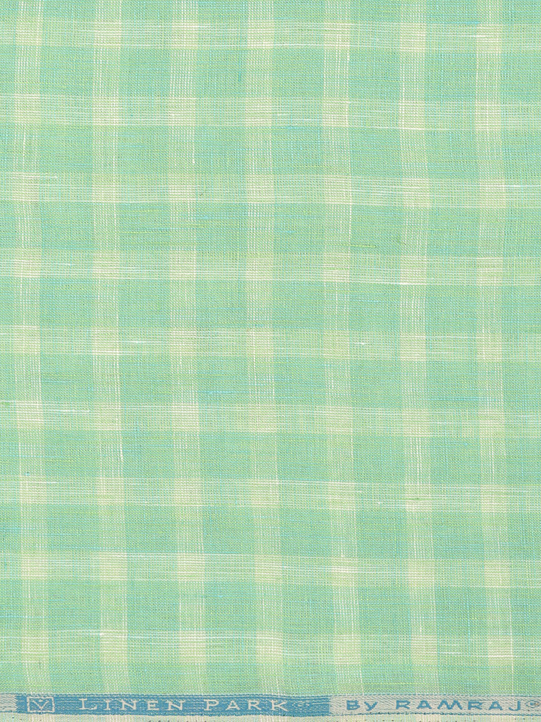 100% European Linen Parrot Green Checked Shirt Fabric Park Elite - Image 2