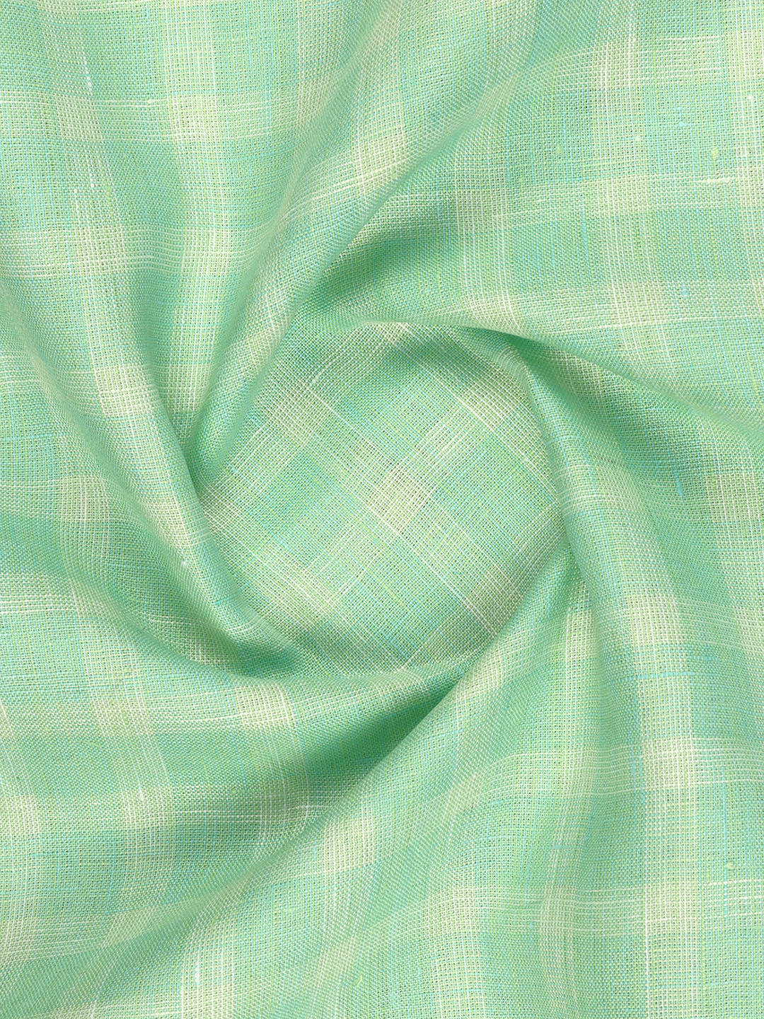 100% European Linen Parrot Green Checked Shirt Fabric Park Elite - Image 3