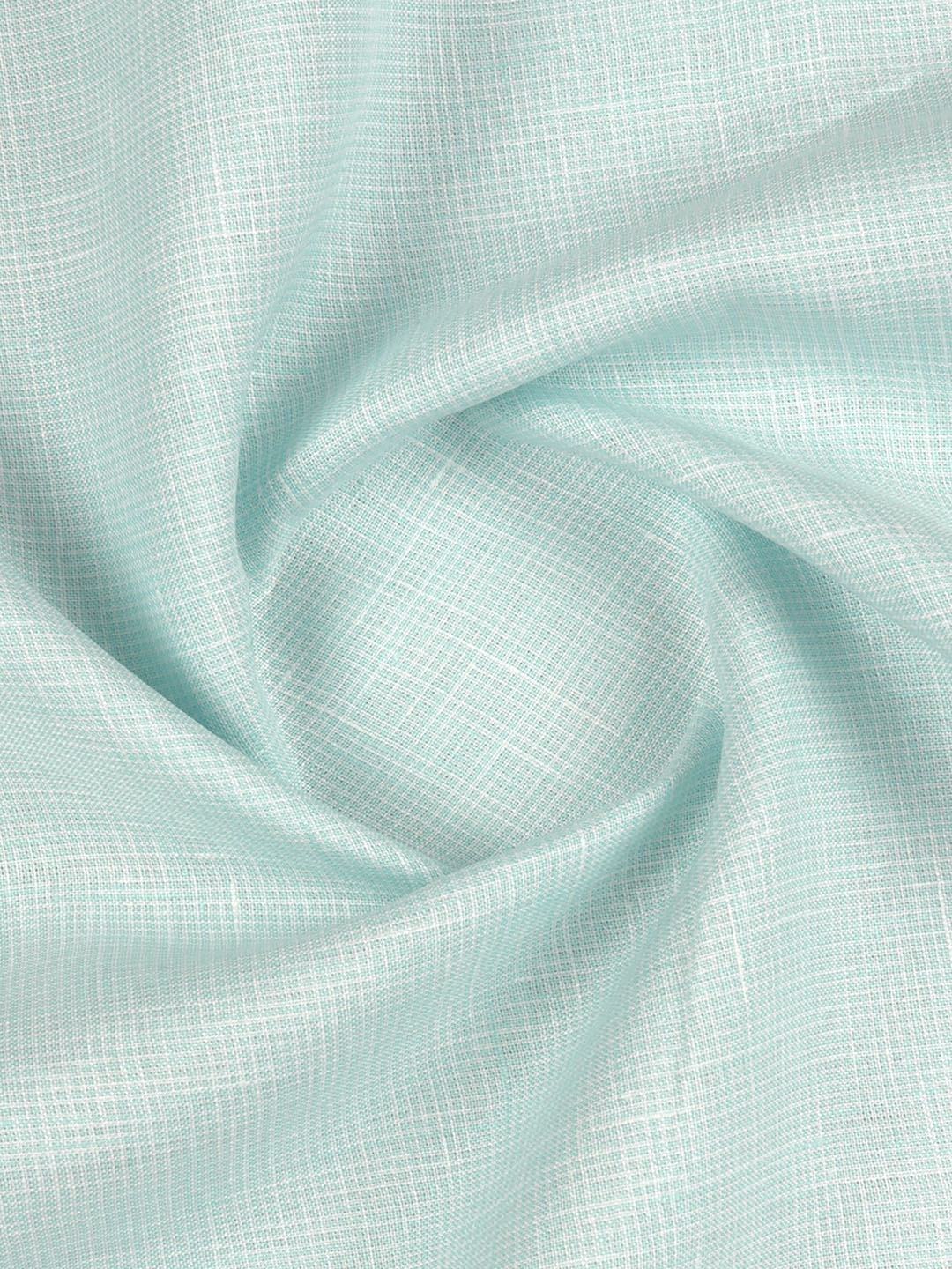 100% European Linen Sky Blue Checked Shirt Fabric Park Elite