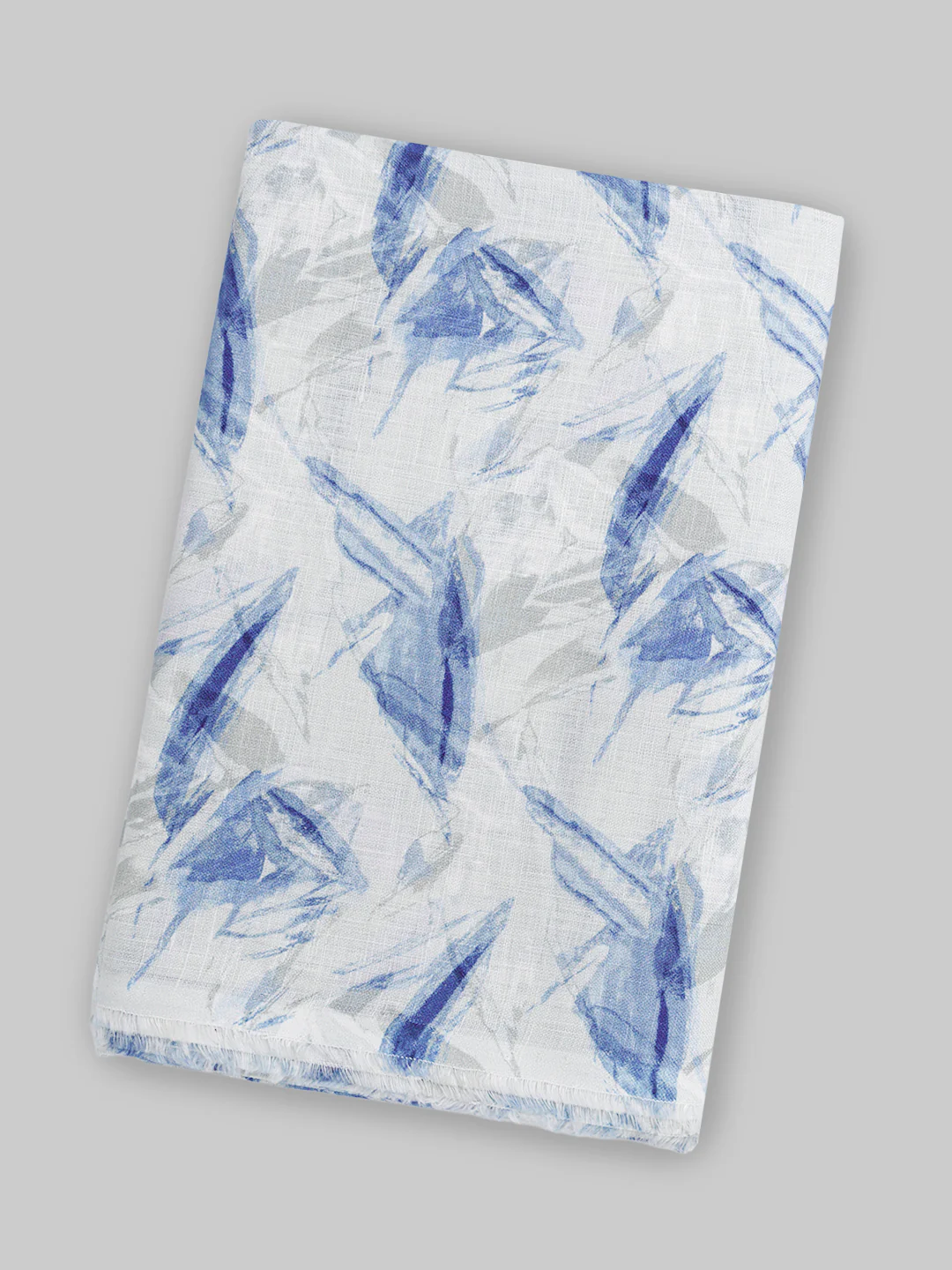 100% European Linen White with Blue Printed Shirt Fabric Fortuner - Image 4