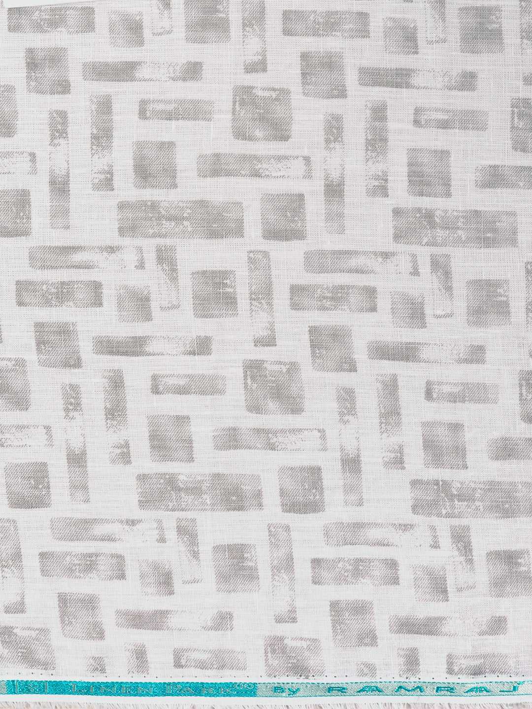 100% European Linen White with Grey Printed Shirt Fabric Rainbow - Image 2