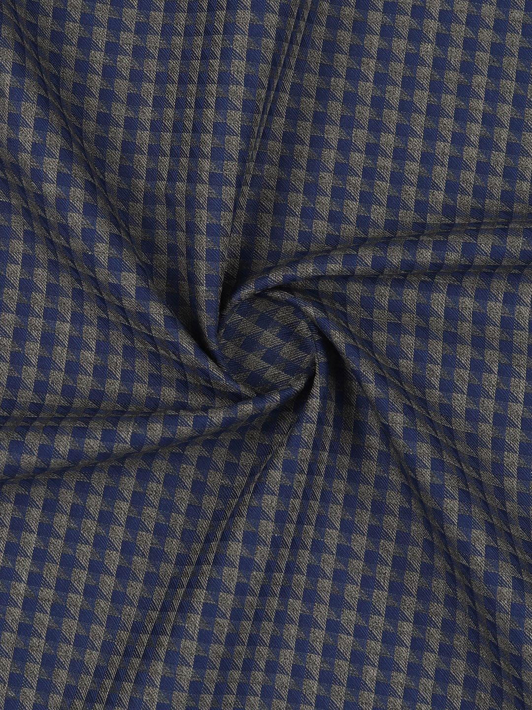 100% Giza Cotton Blue with Green Checked Shirt Fabric Grand Unique - Image 2