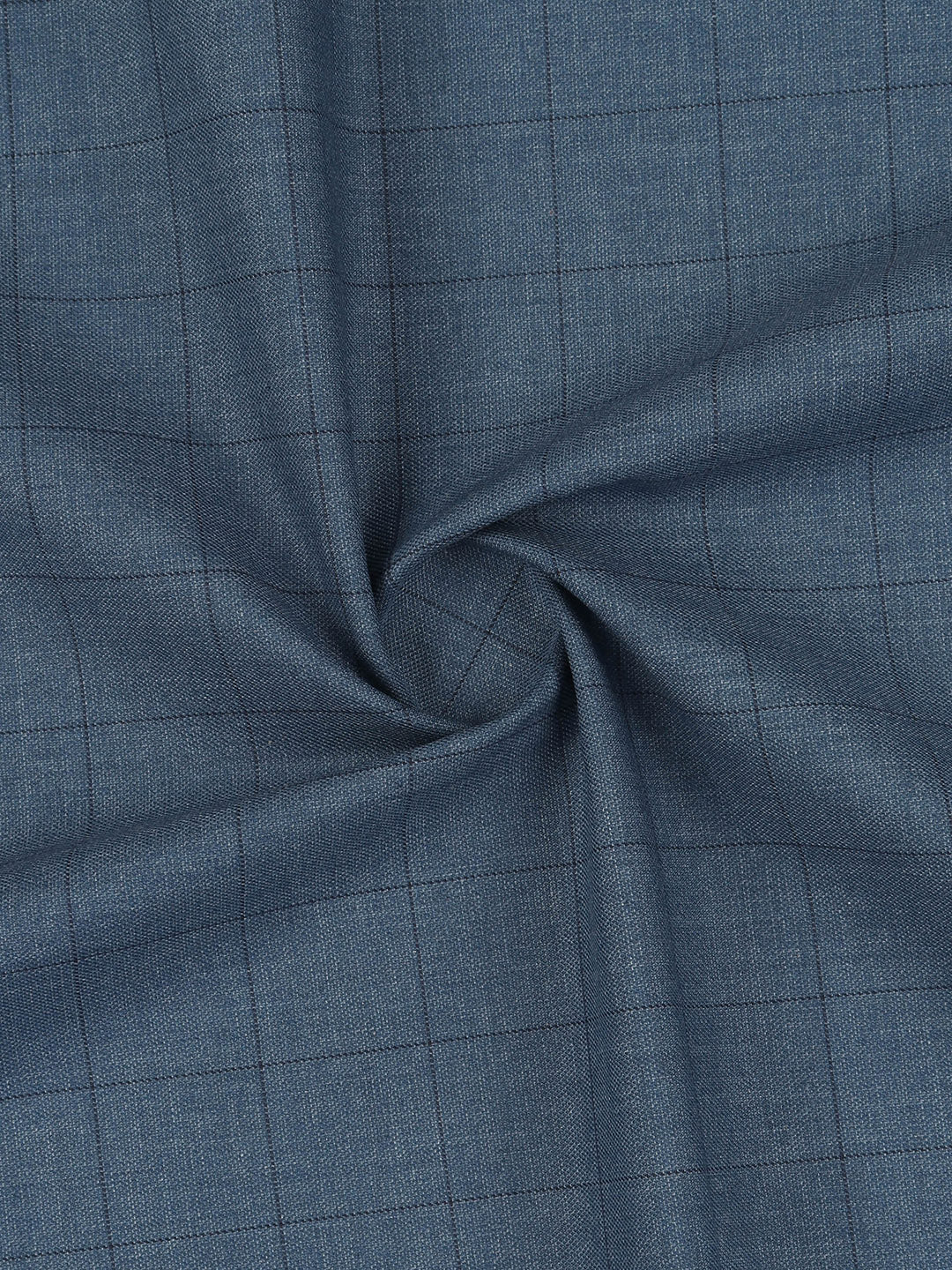 100% Giza Cotton Dark Blue Checked Shirt Fabric Grand Unique - Image 2