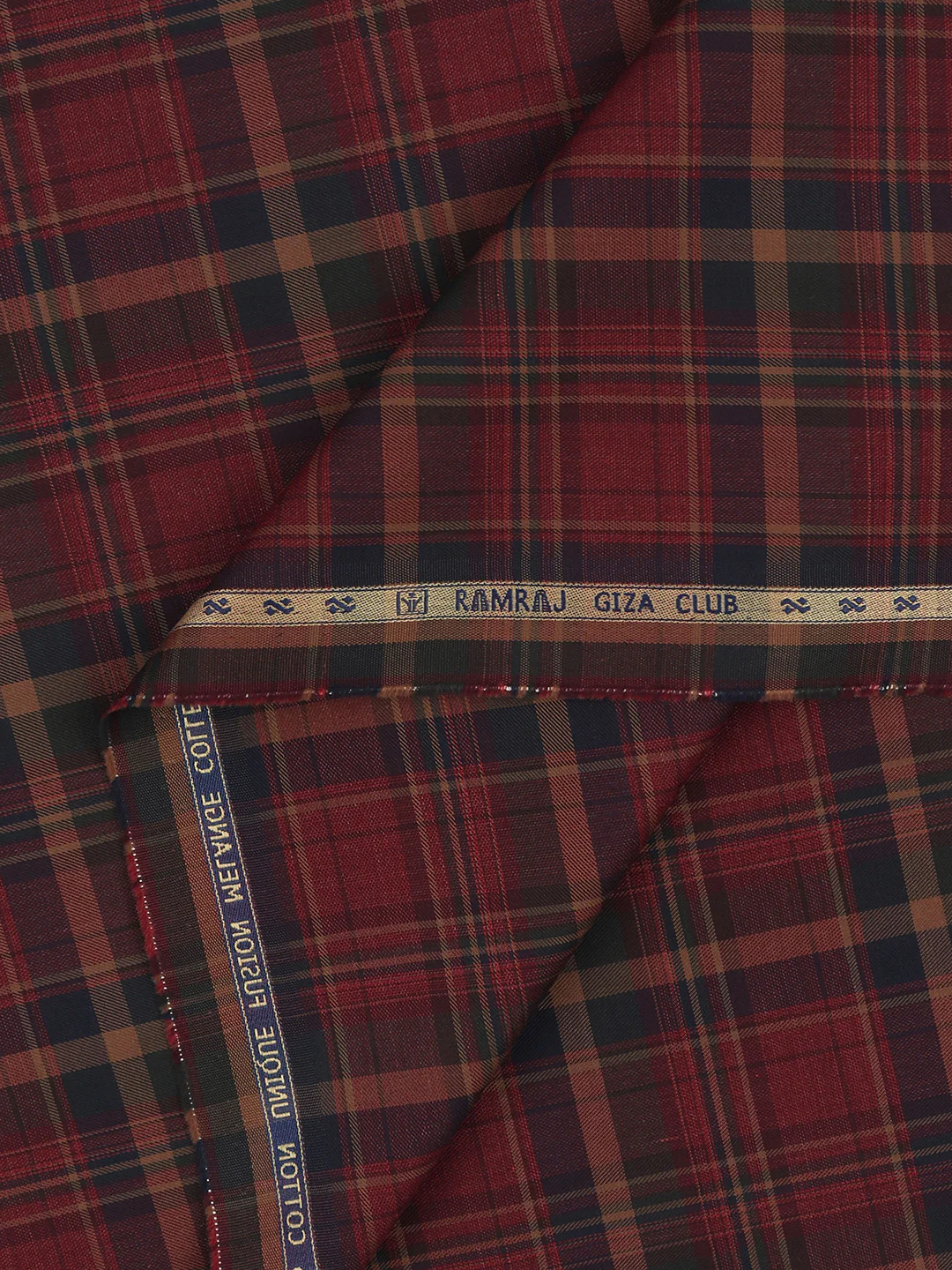 100% Giza Cotton Maroon Checked Shirt Fabric Grand Unique - Image 2