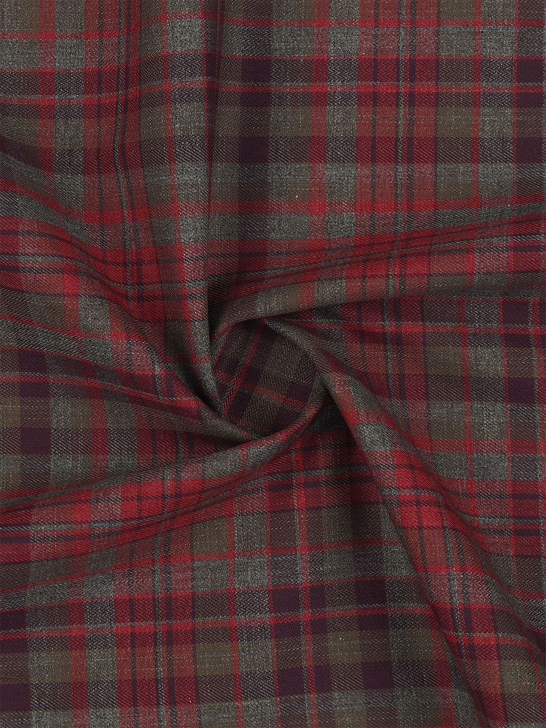 100% Giza Cotton Maroon with Green Checked Shirt Fabric Grand Unique - Image 2