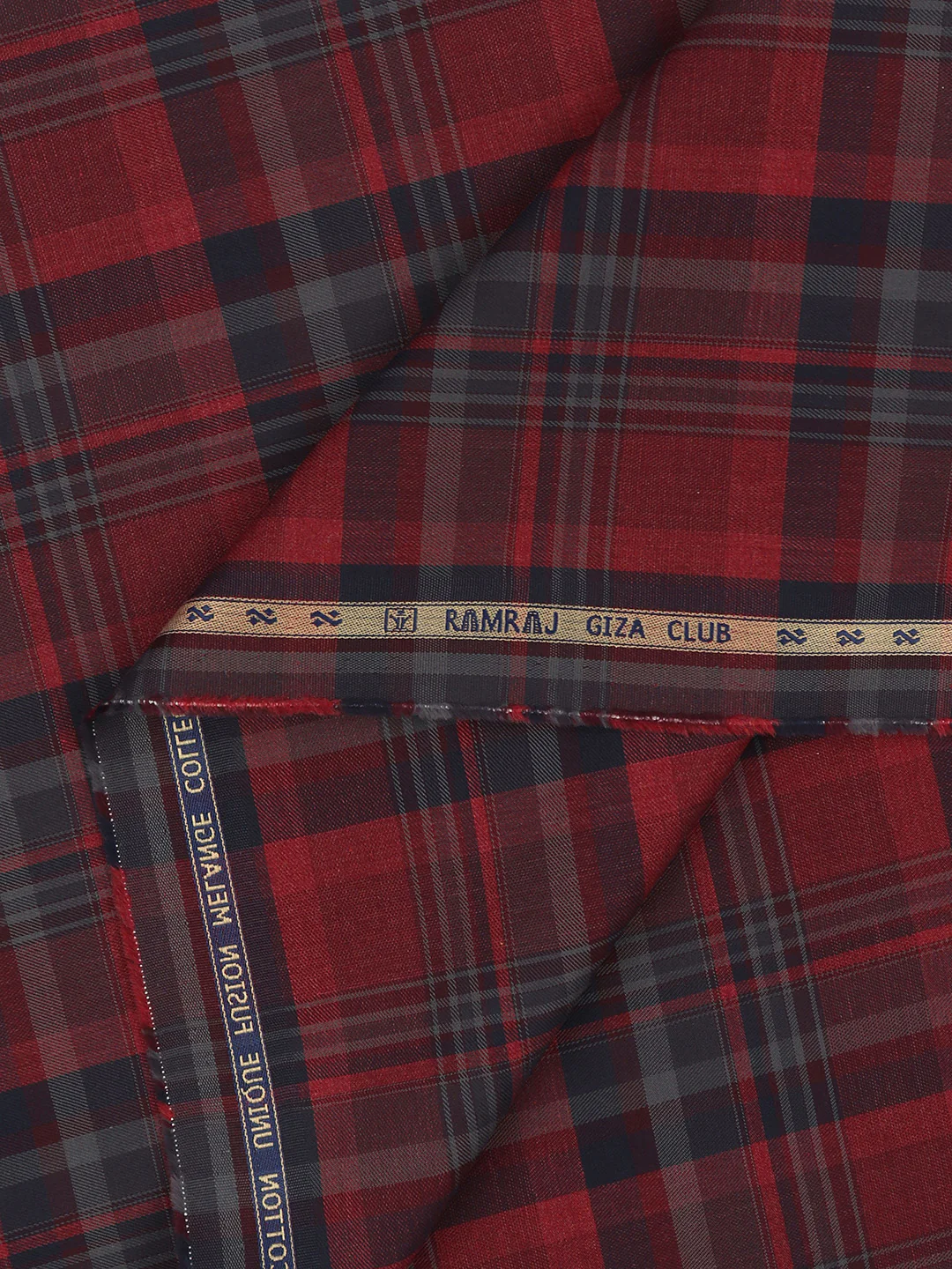 100% Giza Cotton Red Checked Shirt Fabric Grand Unique - Image 2