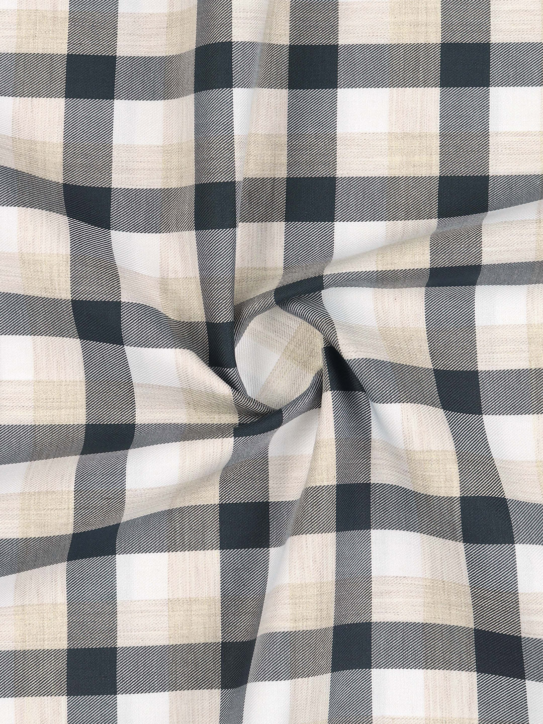 100% Giza Cotton Sandal with Blue Checked Shirt Fabric Grand Unique - Image 2