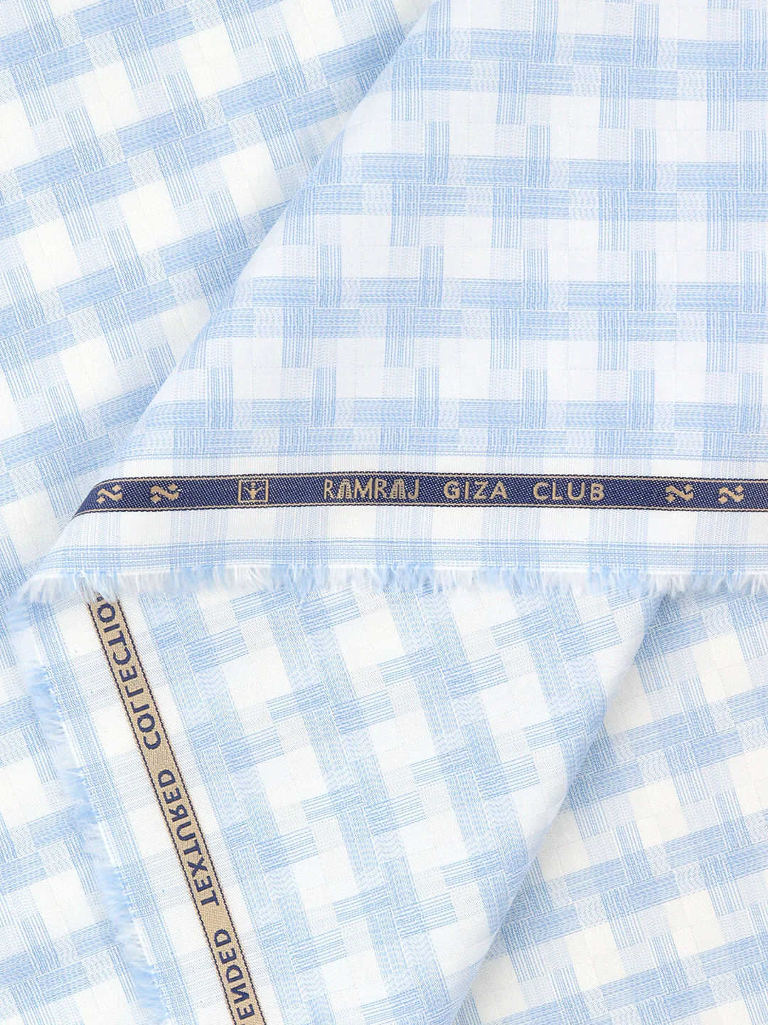 100% Giza Cotton Self Design Blue Shirt Fabric Casino Grand - Image 2
