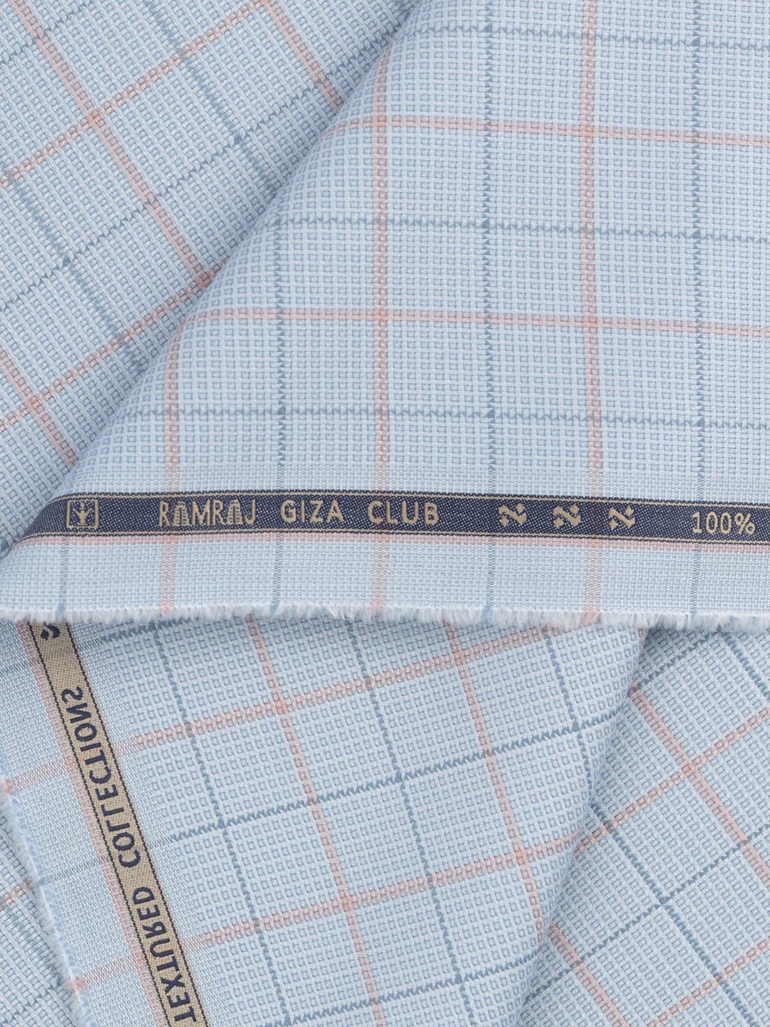 100% Giza Cotton Self Design Blue Shirt Fabric Casino Grand - Image 2