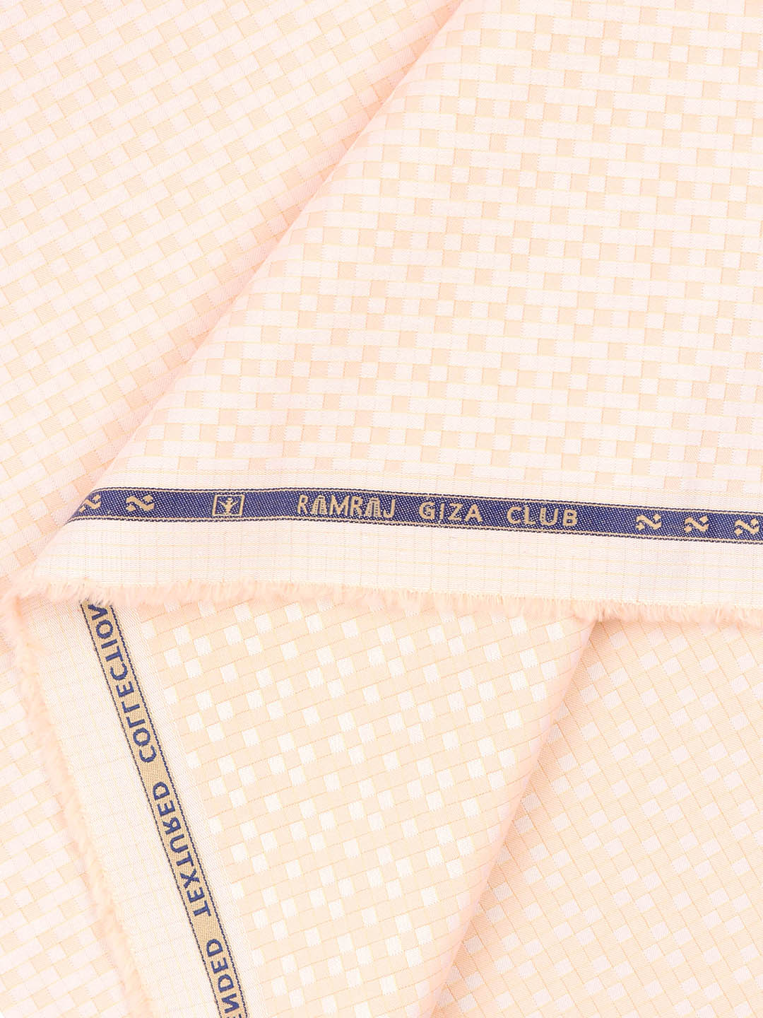 100% Giza Cotton Self Design Peach Shirt Fabric Casino Grand - Image 2