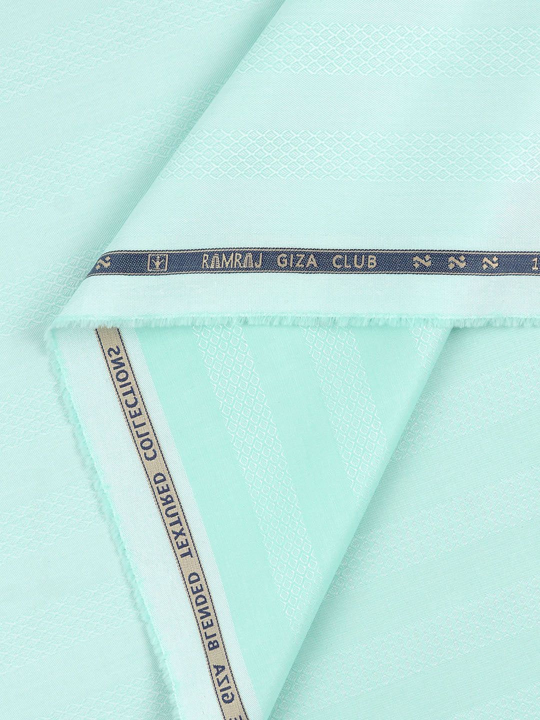 100% Giza Cotton Self Design Seafoam Green Shirt Fabric Casino Grand - Image 2