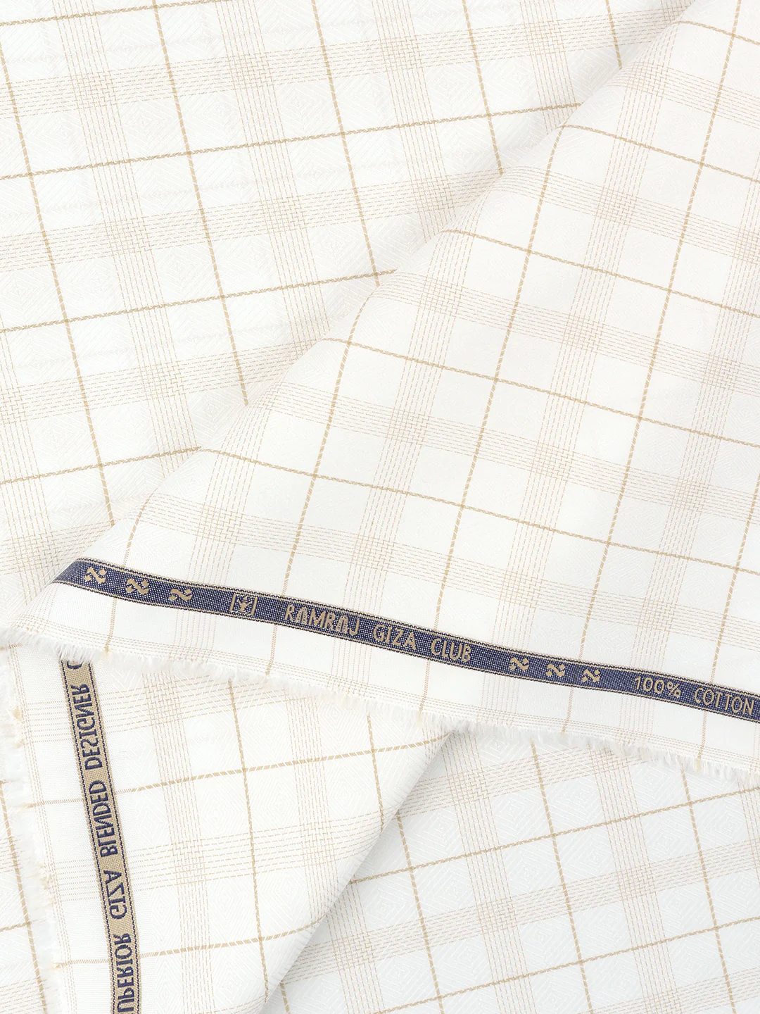 100% Giza Cotton Self Design White Shirt Fabric Casino Grand - Image 2