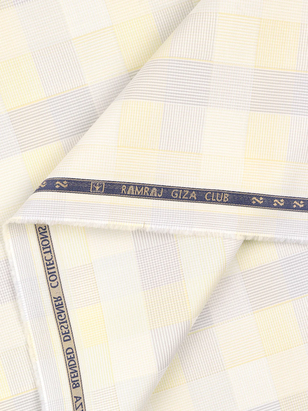 100% Giza Cotton Self Design Yellow Shirt Fabric Casino Grand - Image 2