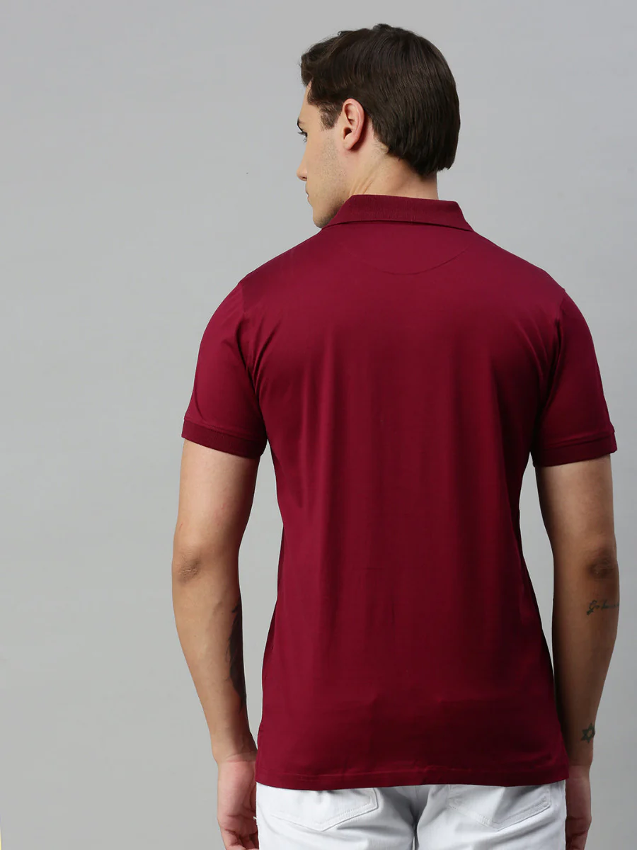 100% Mercerised Cotton Smart Fit Polo T-Shirt Maroon MP5 - Image 3