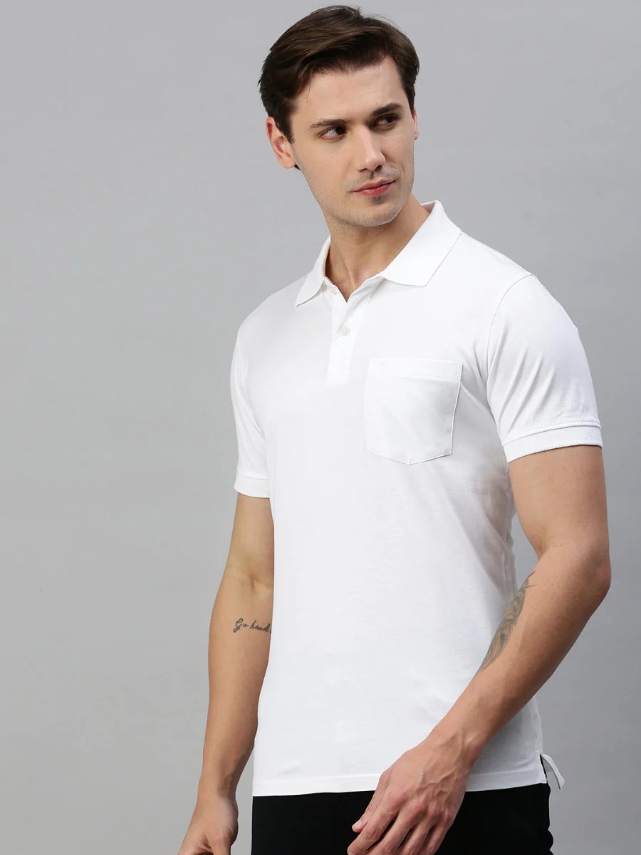 100% Mercerised Cotton Smart Fit Polo T-Shirt White MP2 - Image 2