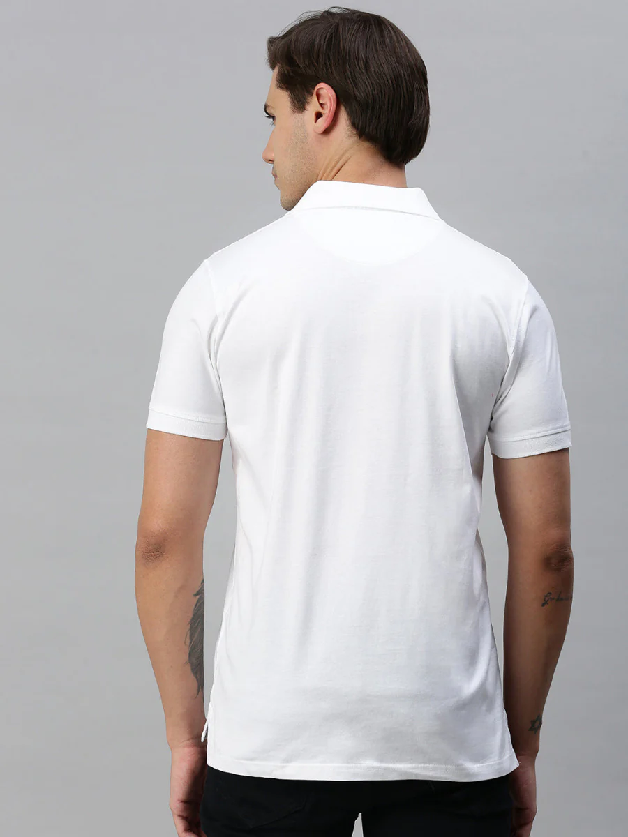 100% Mercerised Cotton Smart Fit Polo T-Shirt White MP2 - Image 3