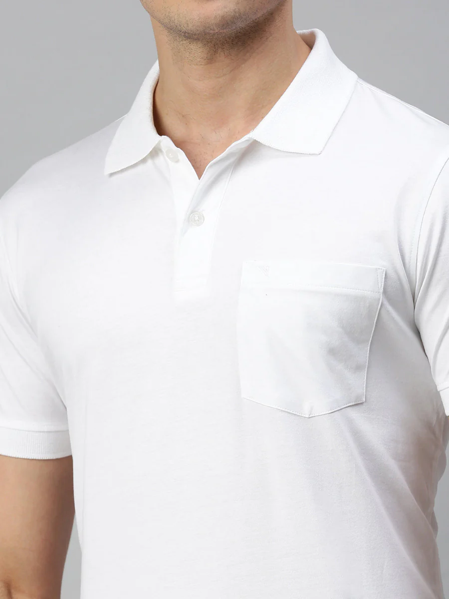 100% Mercerised Cotton Smart Fit Polo T-Shirt White MP2 - Image 4