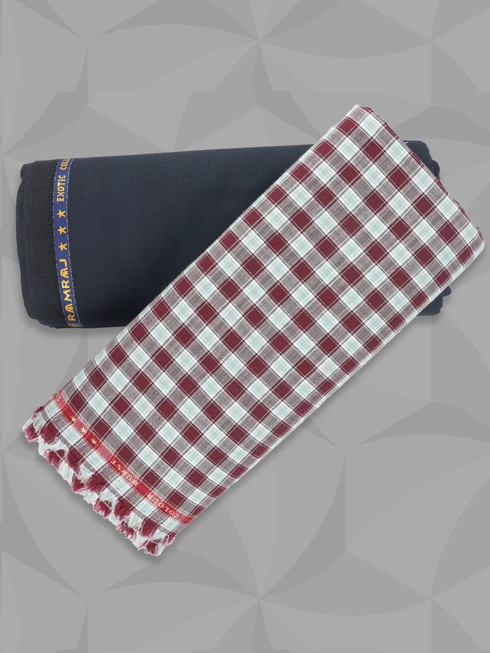 100% Premium Cotton Brown Shirting & Navy Suiting Gift Box LC06 - Image 2