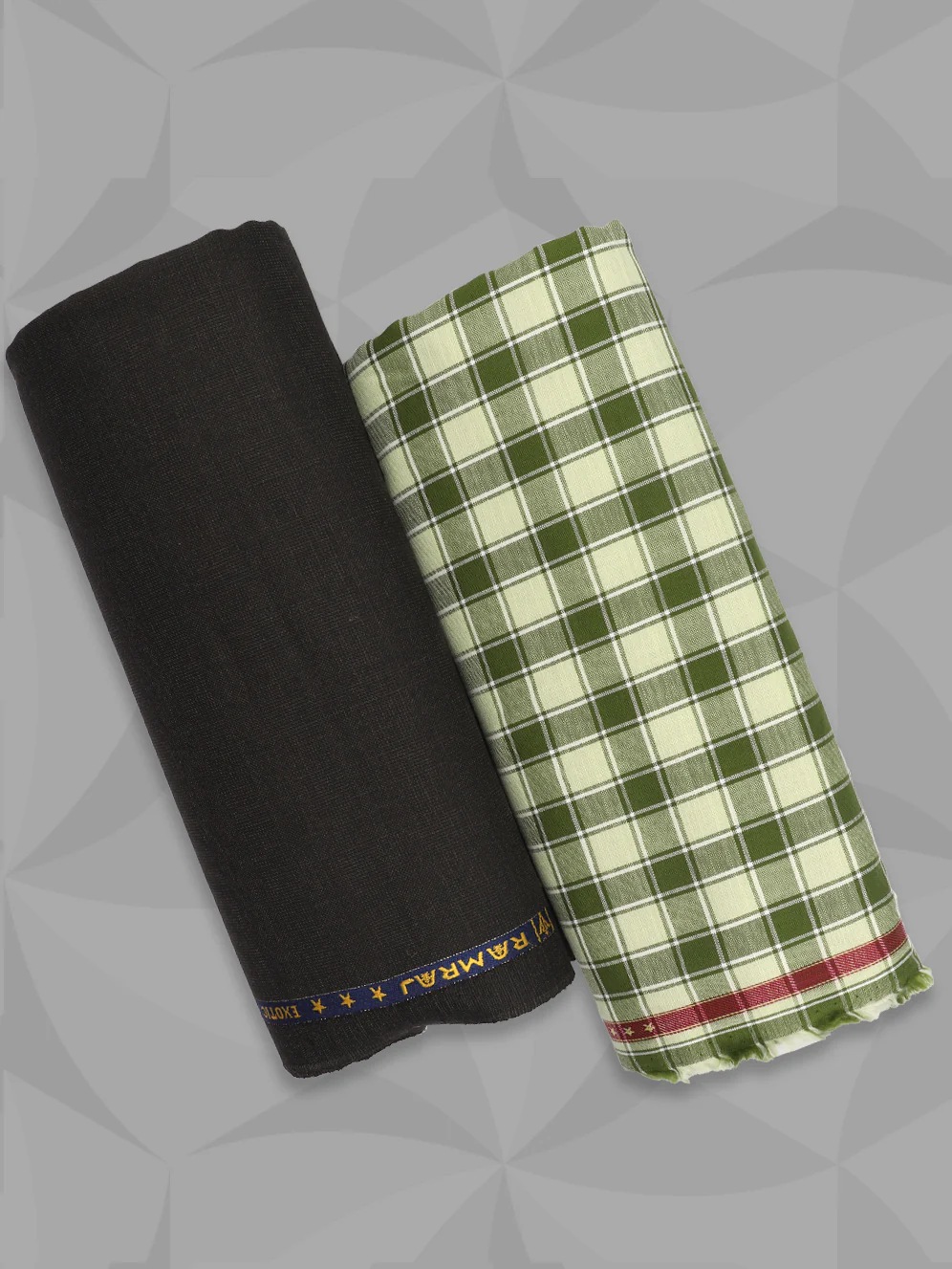 100% Premium Cotton Checked Green Shirting & Brown Suiting Gift Box LC07 - Image 3