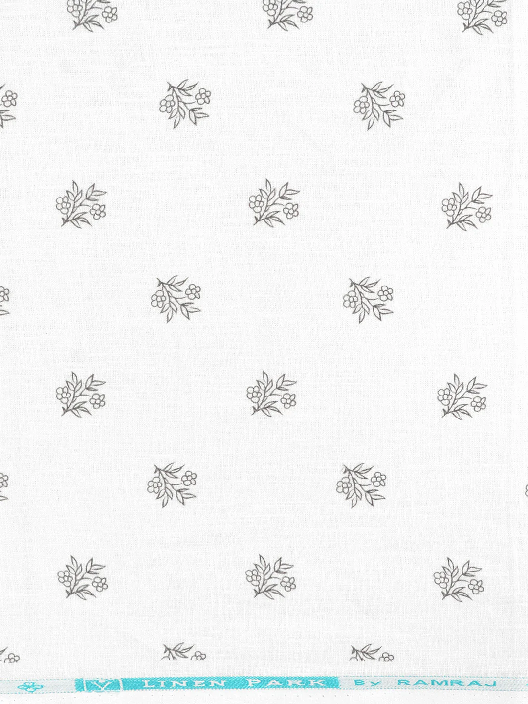 100% Premium Linen White with Black Printed Shirt Fabric Fortuner - Image 2