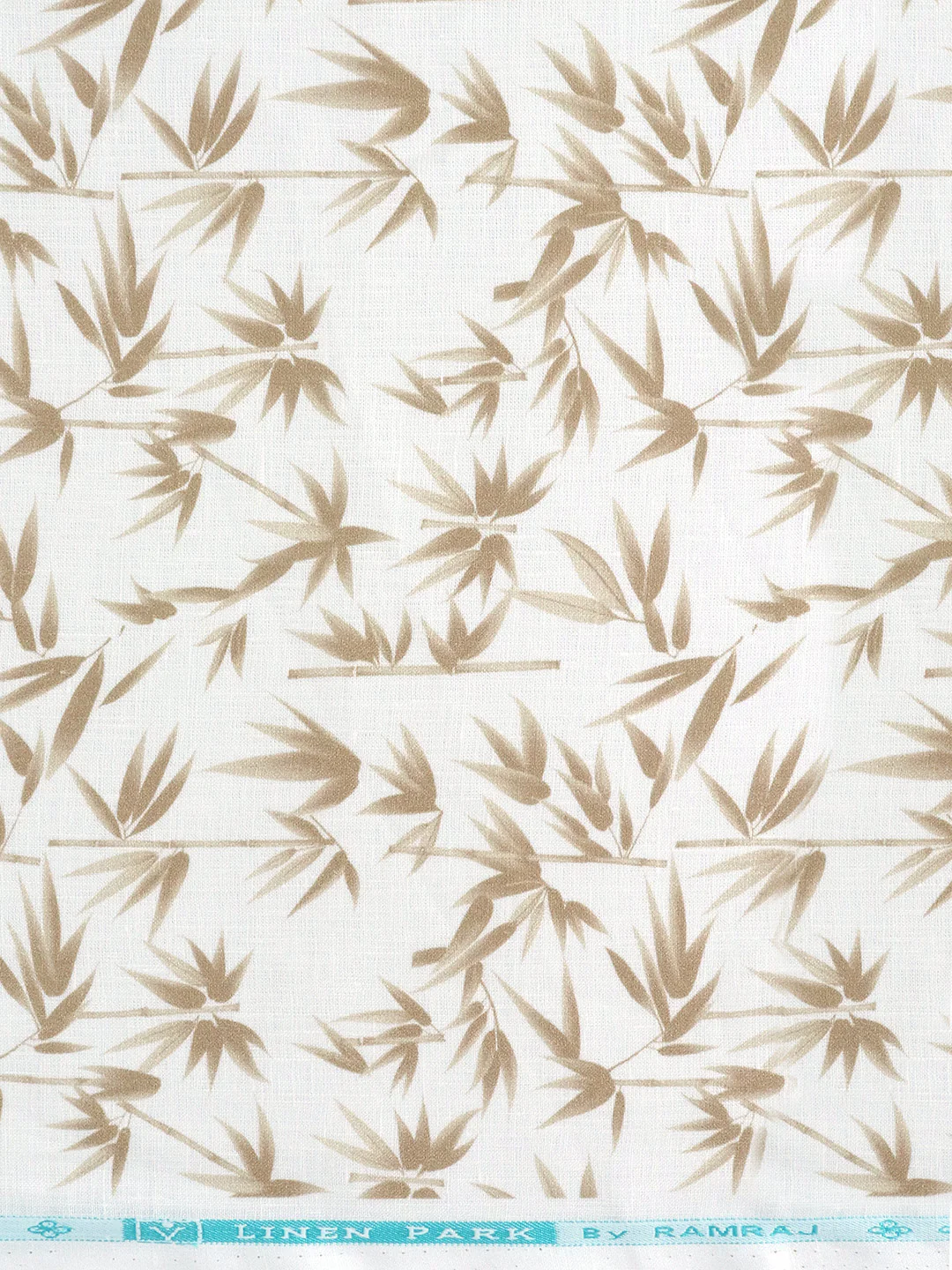 100% Premium Linen White with Brown Printed Shirt Fabric Fortuner - Image 2