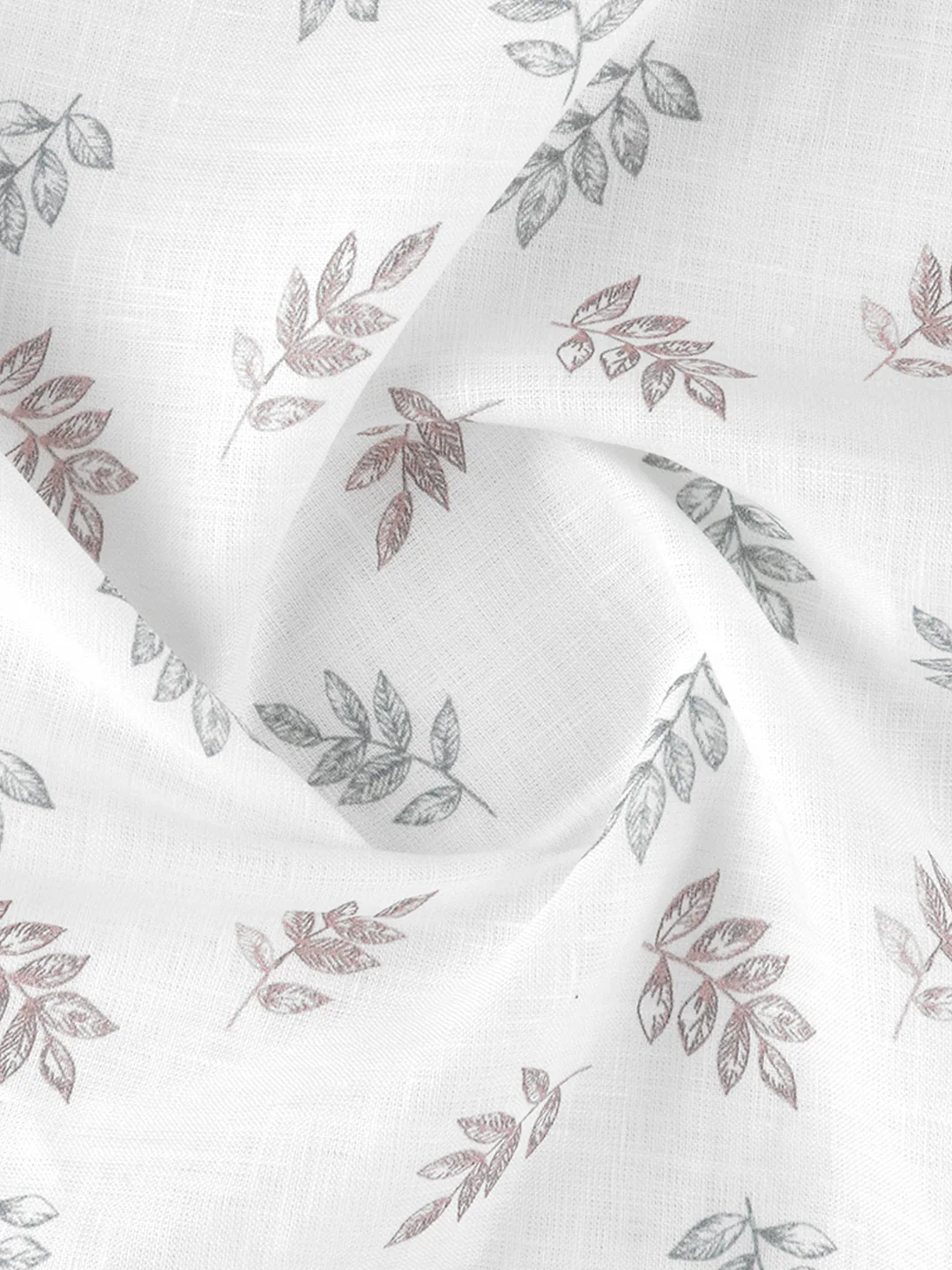 100% Premium Linen White with Grey Printed Shirt Fabric Fortuner
