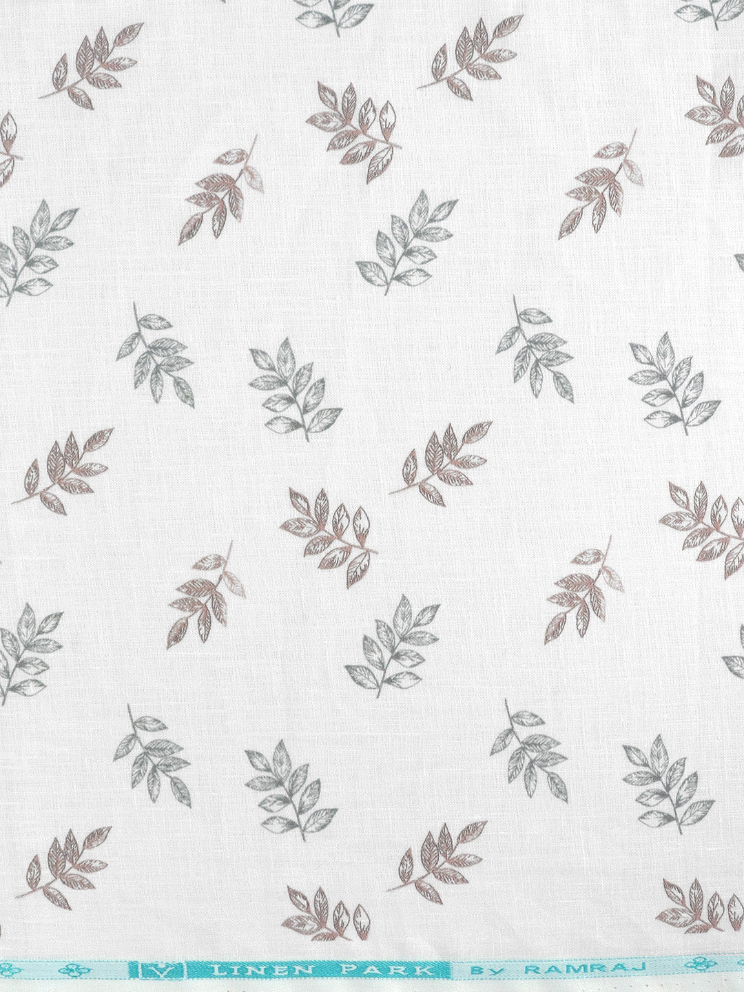 100% Premium Linen White with Grey Printed Shirt Fabric Fortuner - Image 2