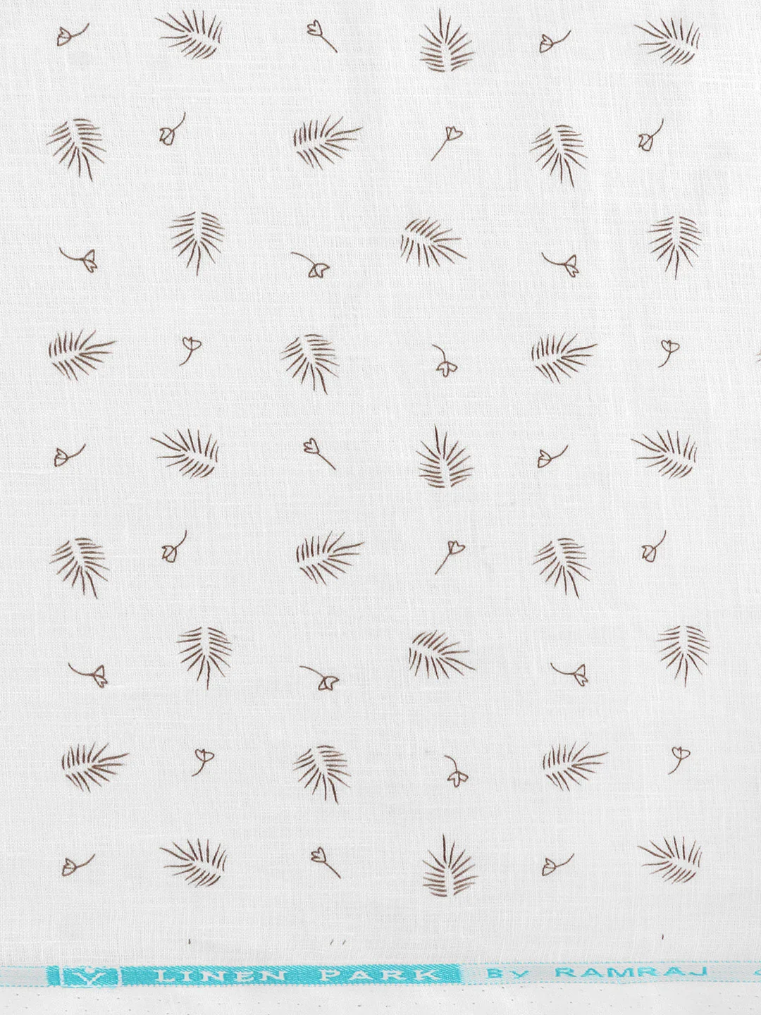 100% Premium Linen White with Olive Green Printed Shirt Fabric Fortuner - Image 2