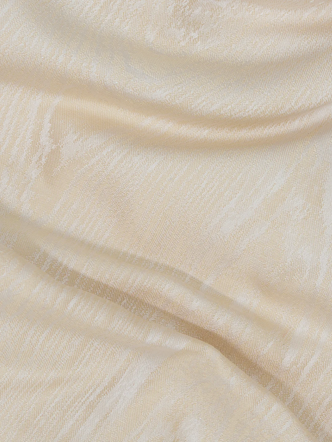 100% Pure Silk Wood Design Kurta Fabric Cream - Image 4